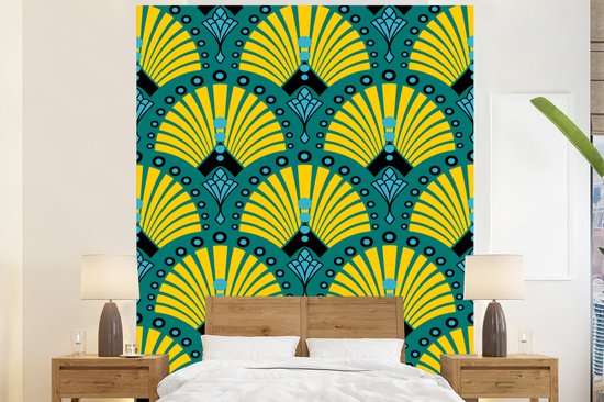 Art Deco Patroon met Aardse kleuren #I van Whale & Sons op canvas