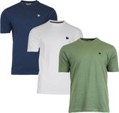 T-shirt Donnay (599008) - Lot de 3 - Chemise de sport - Homme - Taille L - Marine/ Wit/ Vert armée (420)