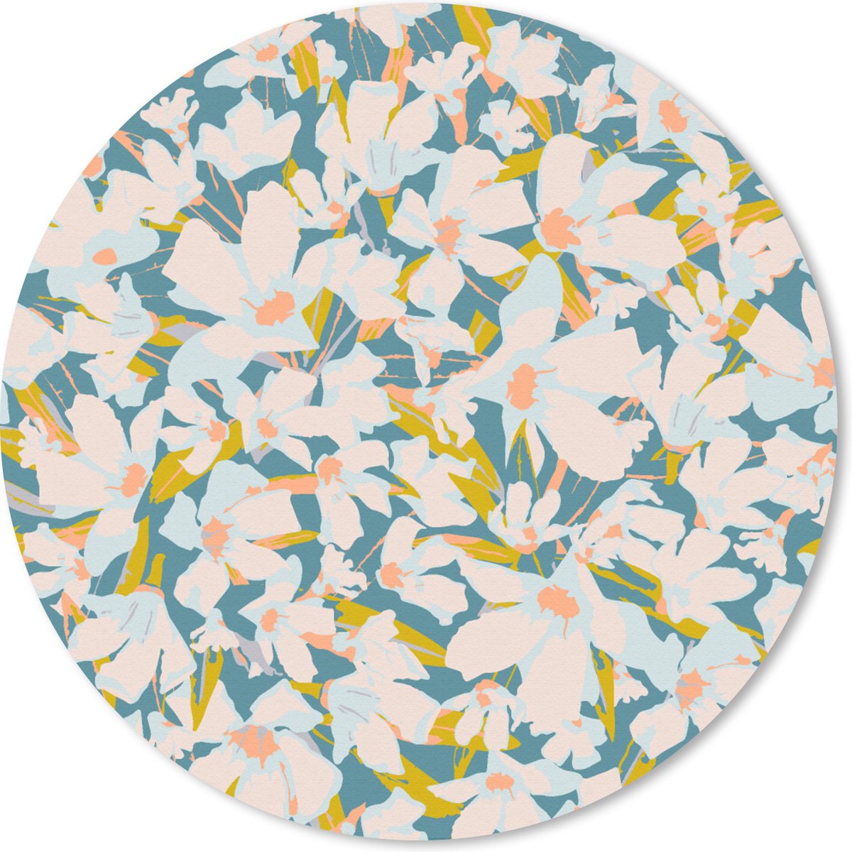 Muismat rond 50x50 cm - Mousepad Flora - Bloemen - Lente - Ronde muismatten