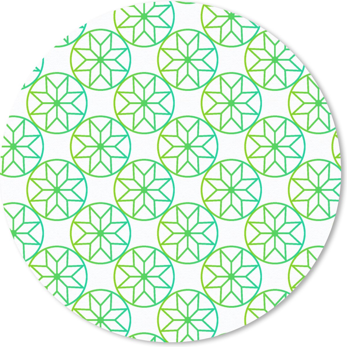 Muismat rond 30x30 cm - Mousepad Groen - Sterren - Patronen - Cirkel - Ronde muismatten