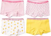 Little Label Ondergoed Meisjes - Onderbroeken Meisjes Maat 98-104 - roze, geel - Zachte BIO Katoen - 4 Stuks - Model Shorts - Hartjes