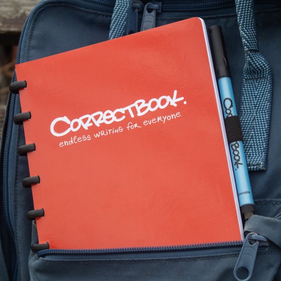 Correctbook - A5 - Gelijnd - Rood - Uitwisbaar / herbruikbaar / whiteboard notitieboek - Correctbook