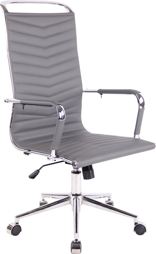 CLP Batley Bureaustoel - Voor volwassenen - Met armleuningen - Ergonomische - grijs Kunstleer