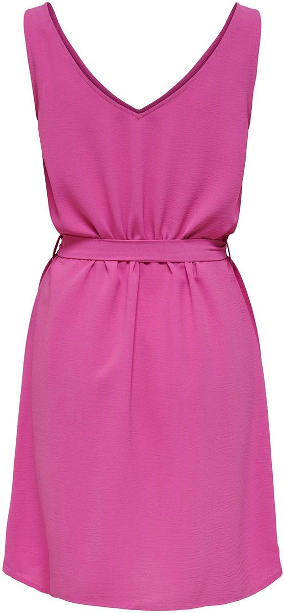 Only Dress Onlmette Sl Vneck Belt Dress Wvn 15259005 Super Pink Femme