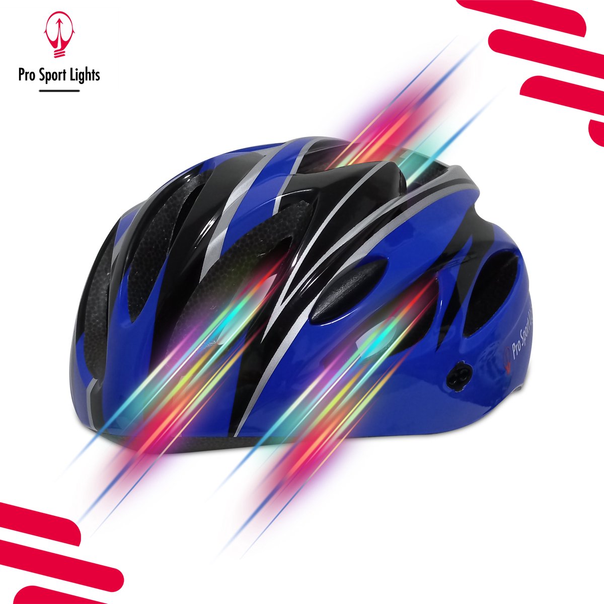 CASQUE VELO HOMME/FEMME Pro Sport Lights - Bleu/Noir - Medium 52/58cm