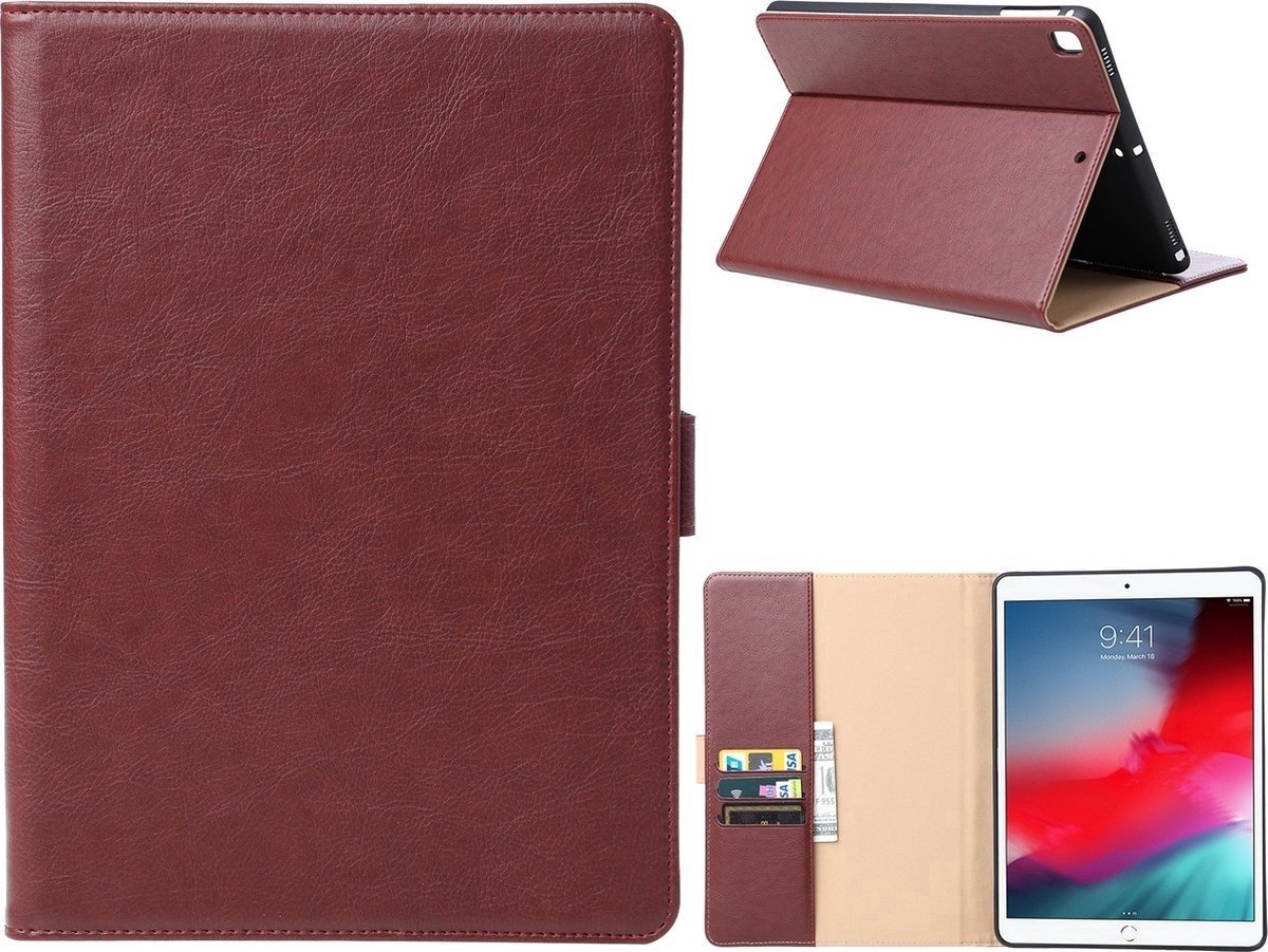iPad 2021 hoes Bookcase Premium Luex Leren case Wine Rood - iPad 2020 hoes - iPad 2019 hoes Luex 10.2 inch - hoes iPad 2021 / Ntech -ipad hoes 7e generatie hoesje - Portemonnee cover