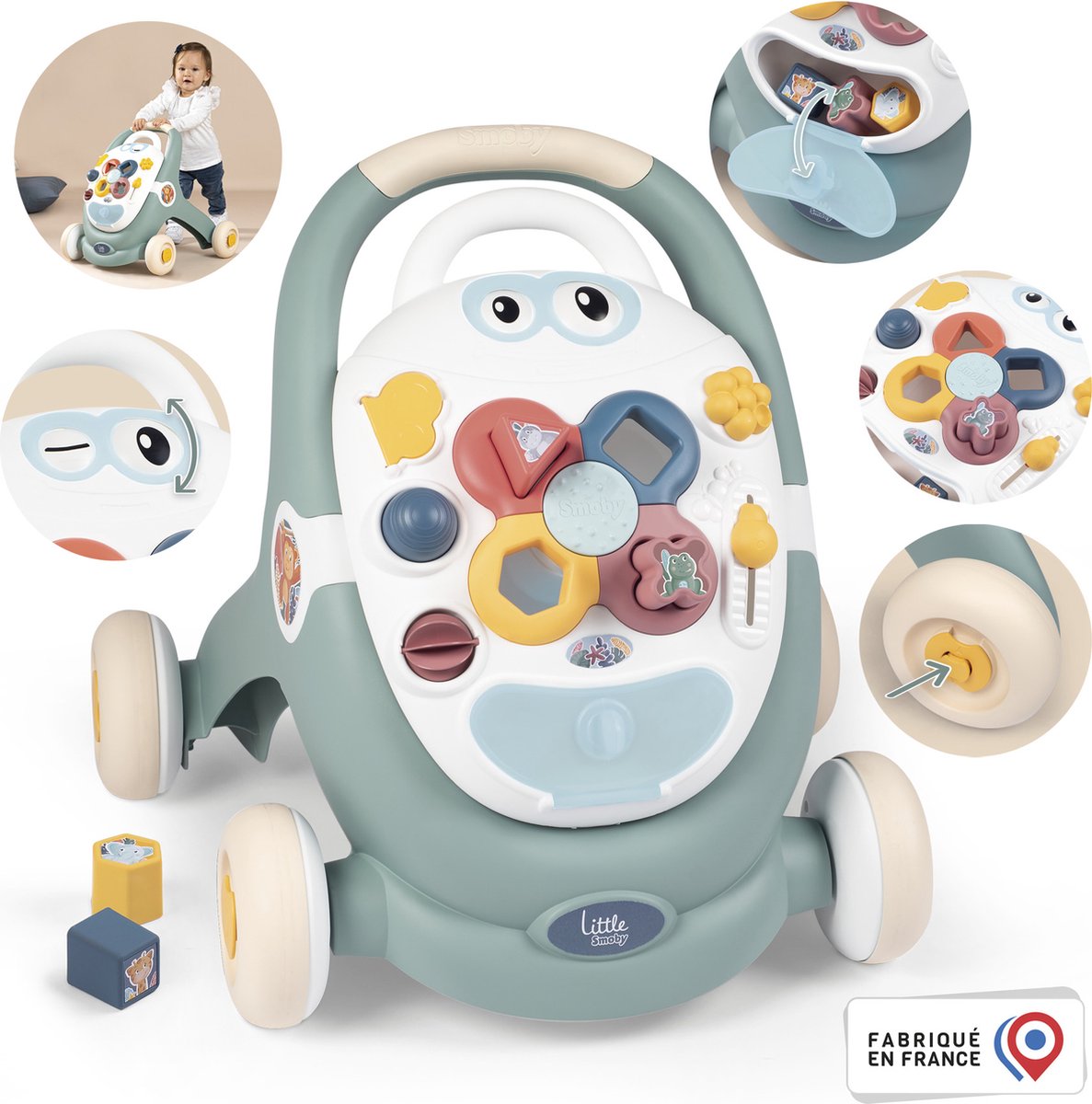 Smoby - looptrainer - Little Smoby - 3-in-1 Babywalker - loopwagen - activiteitentablet — afbeelding 6