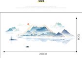 Chinese stijl muurstickers/Inkt schilderij grote bergen en rivieren muurstickers/eetkamer woonkamer achtergrond muurstickers/creatieve muurstickers 60×90CM*2