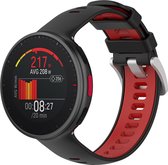 Siliconen Smartwatch bandje - Geschikt voor Polar Vantage V2 sport bandje - zwart/rood - Strap-it Horlogeband / Polsband / Armband