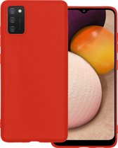 Hoes Geschikt voor Samsung A02s Hoesje Siliconen Back Cover Case - Hoesje Geschikt voor Samsung Galaxy A02s Hoes Cover Hoesje - Rood.