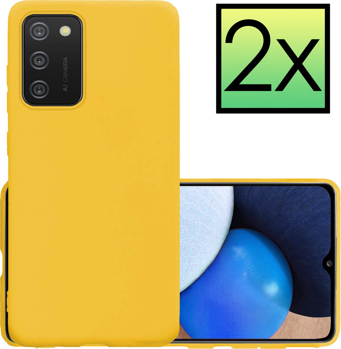 Hoesje - 2 Stuks - Geschikt voor Samsung Galaxy A03s - Sterk & Shockproof - Case Siliconen - Back Cover - Telefoon Hoes - Geel