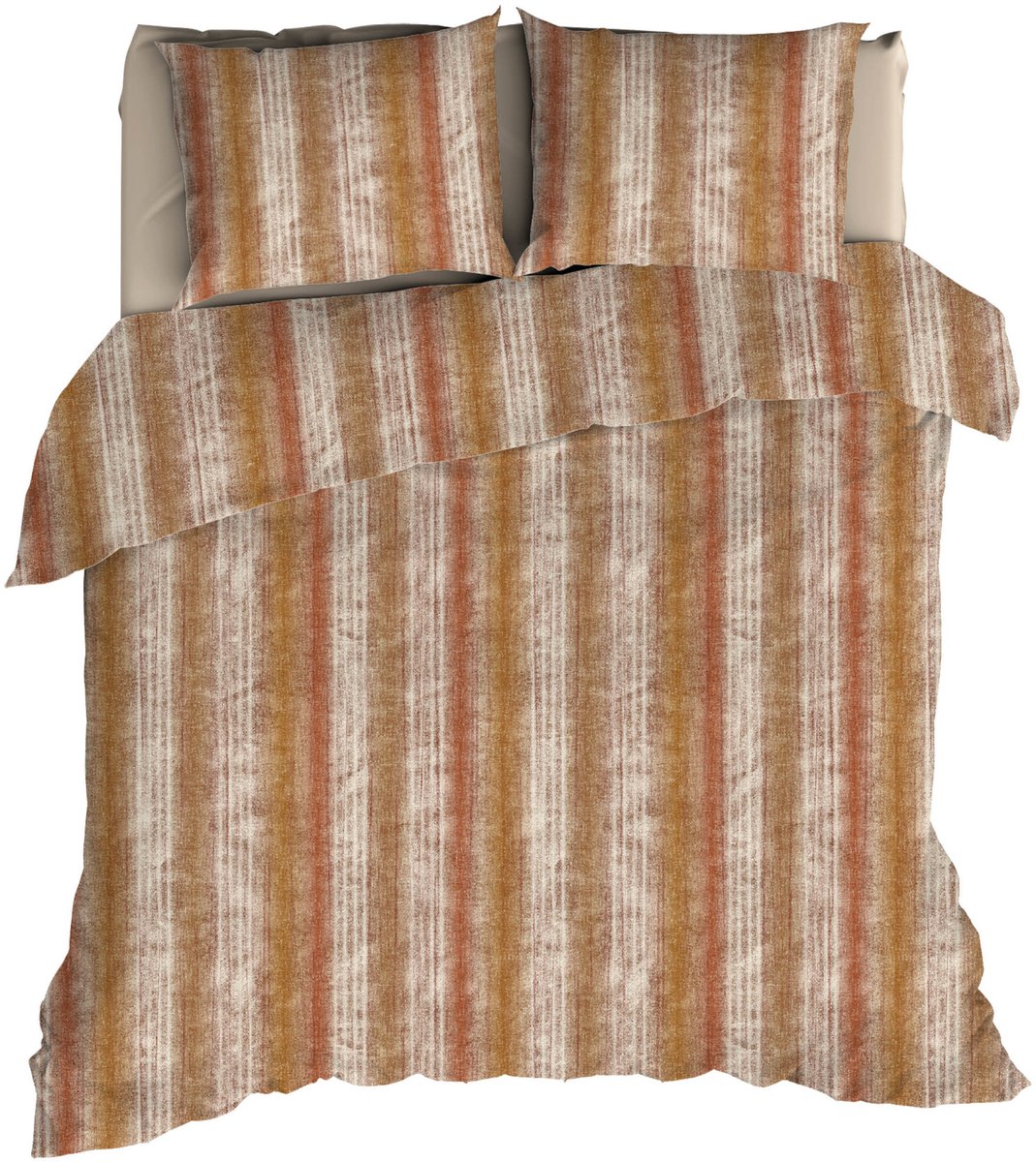 Romanette Kevin - Flanel - Dekbedovertrek - Tweepersoons - 200x200/220 cm - Terra/Bruin