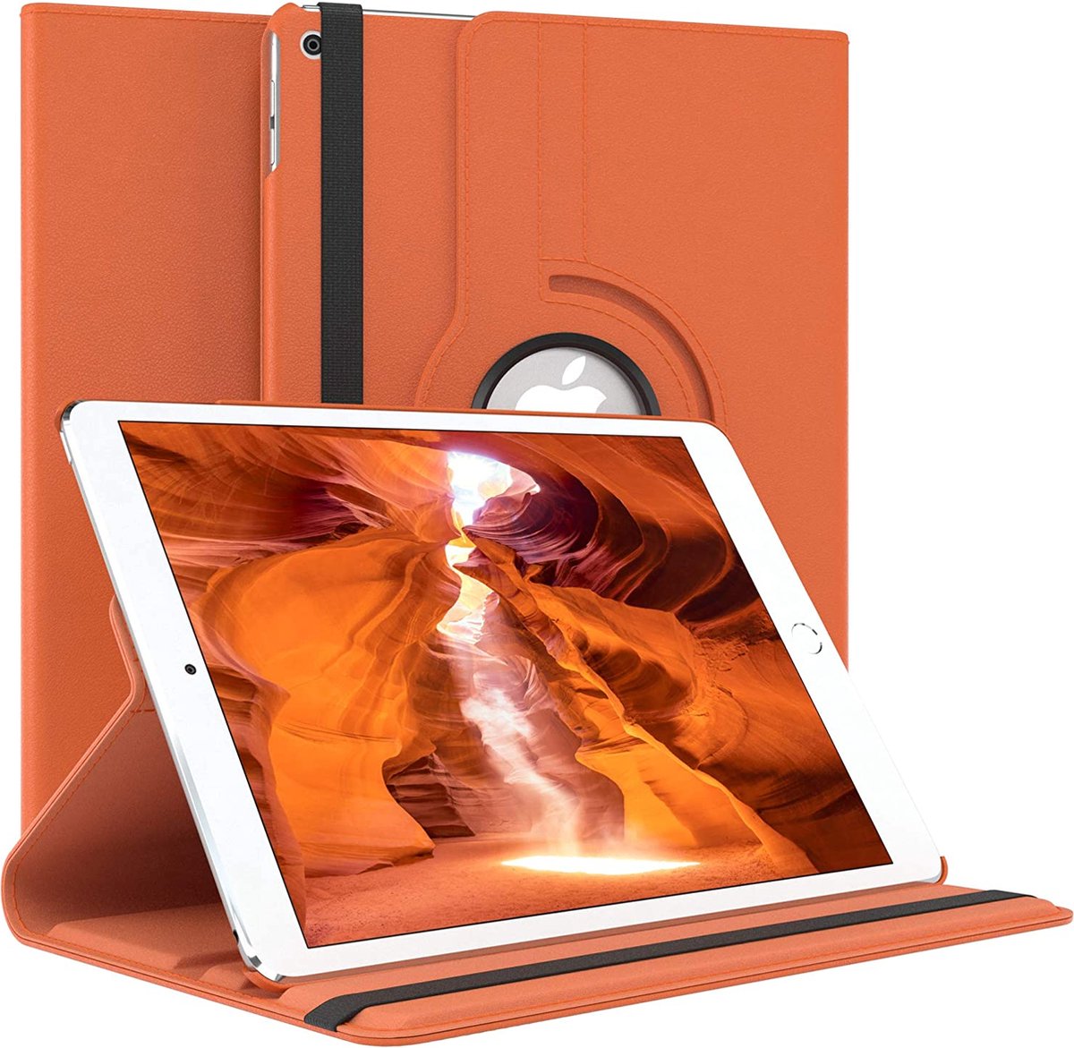 Draaibare iPad Air Hoes - iPad Air 1 (9.7 inch)) Hoesje Oranje - Hoes voor Apple iPad Air 1e Generatie (9.7 inch) - Eco-Leer - Volledige Bescherming tot 2 meter