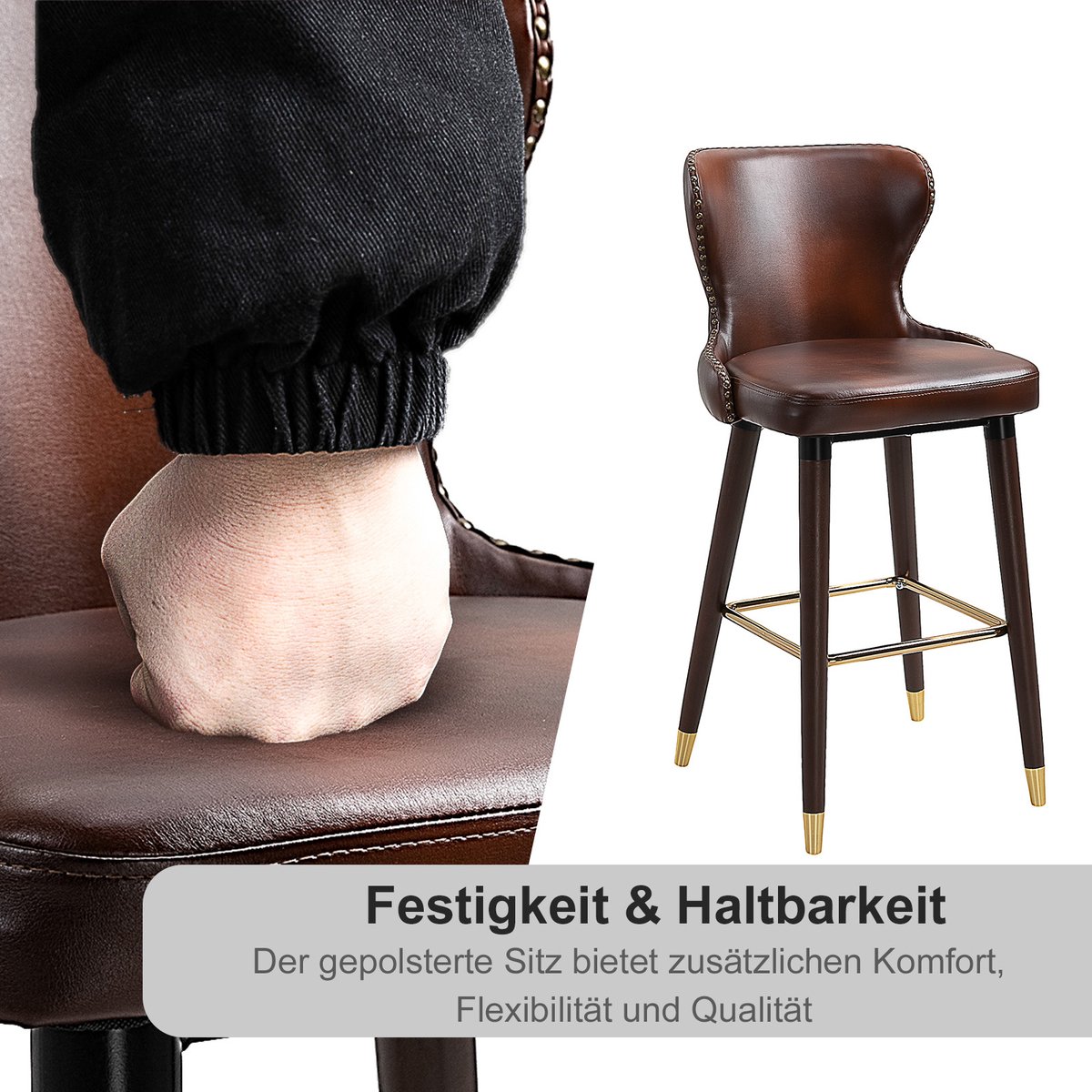 HOMCOM Set van 2 barkrukken, bistrokruk met voetensteun, barstoel, fluwelen overtrek, keukenstoel, barkrukset met stalen poten voor woonkamer, eetkamer, groen, 42 x 47 x 105 cm