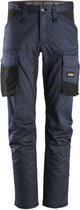Snickers 6803 AllroundWork, Pantalon de travail sans poches genoux - Blauw foncé / Zwart - 104