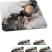Onderzetters voor glazen - Zwart - Marmer - Luxe - Goud - 10x10 cm - Glasonderzetters - 6 stuks