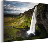 Seljalandsfoss waterfall Aluminium 90x60 cm - Tirage photo sur aluminium (décoration murale en métal)