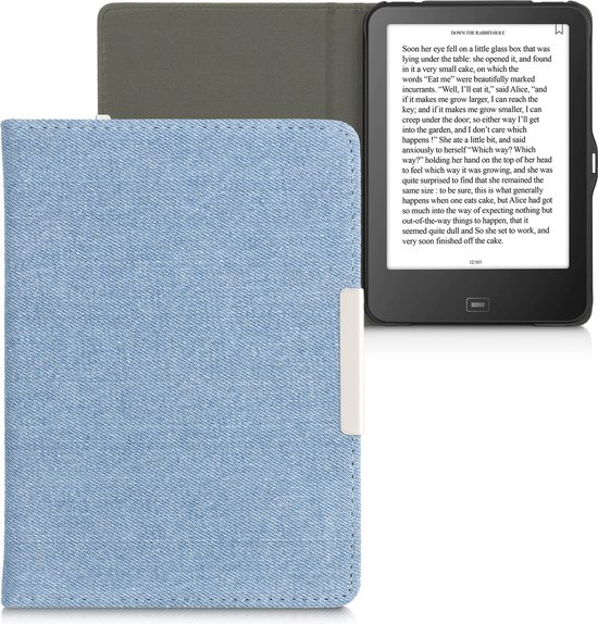 Etui à rabat kwmobile pour liseuse - Etui de protection compatible avec Tolino Vision 1 / 2 / 3 / 4 HD - Fermeture magnétique - Design Denim bleu clair