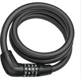 Câble de verrouillage ABUS noir enroulé, avec serrure à combinaison et câble noir.