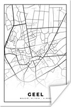 Affiche België – Jaune – Plan de Ville – Carte – Zwart Wit – Carte - 80x120 cm