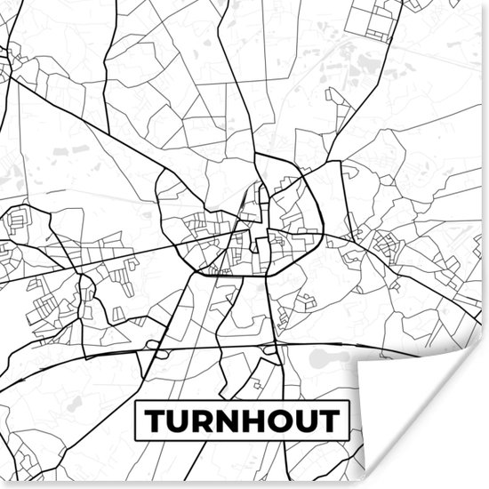 Poster City Map - Zwart Wit - Carte - Turnhout - België - Carte - 30x30 cm  | bol.com
