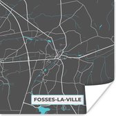 Poster Plattegrond – Fosses la Ville – Blauw – Stadskaart - Kaart - 75x75 cm