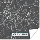 Poster België – Verviers – Stadskaart – Kaart – Blauw – Plattegrond - 50x50 cm