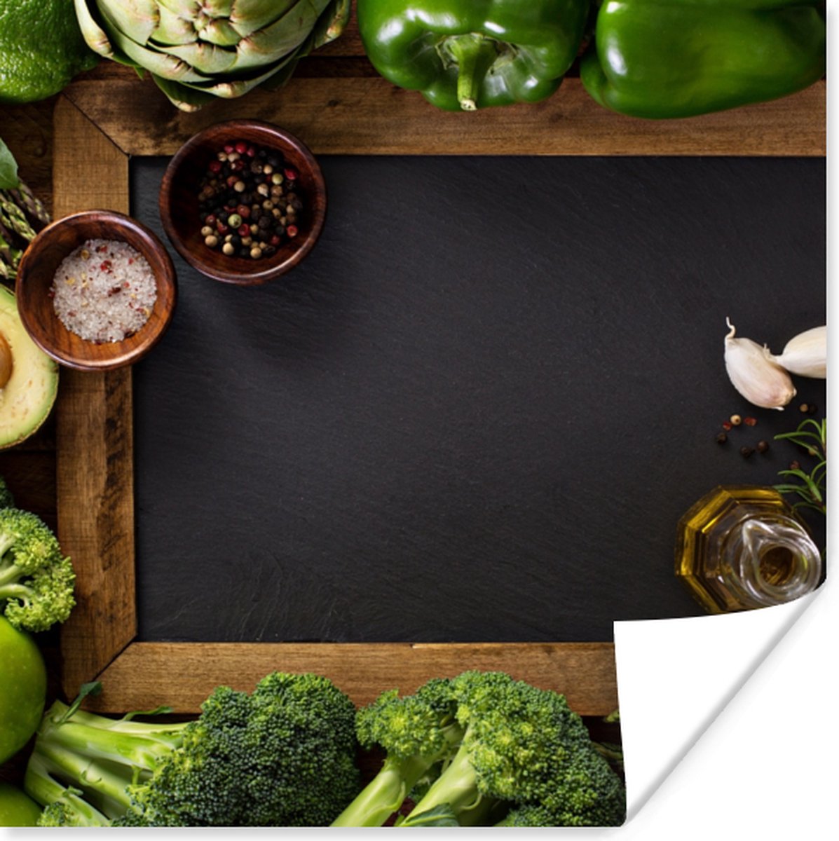 Poster Fruit - Krijtbord - Groente - 50x50 cm