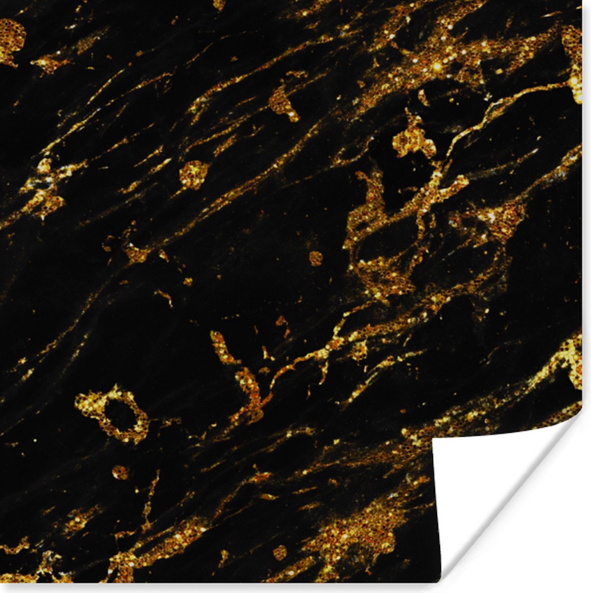 Poster Marmer - Goud - Luxe - Glitter - 75x75 cm