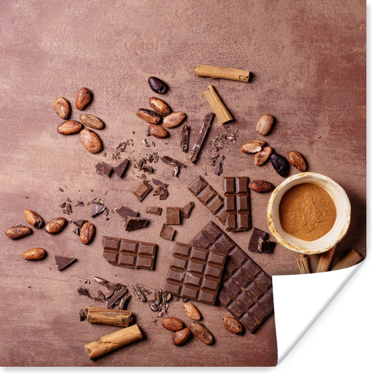Poster Chocolade - Kaneel - Noten - Keuken - 30x30 cm