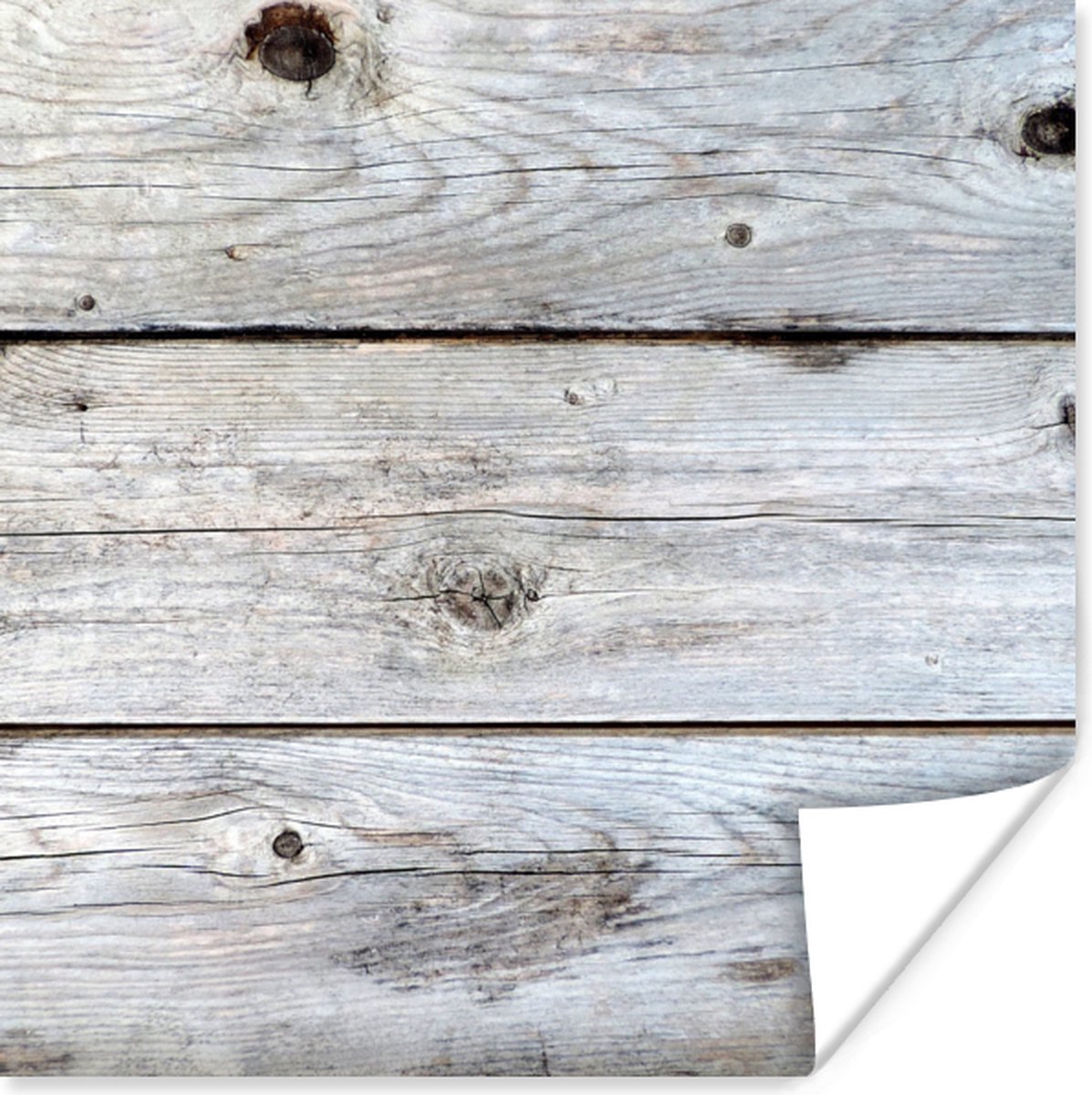 Poster Wit - Hout - Planken - 75x75 cm
