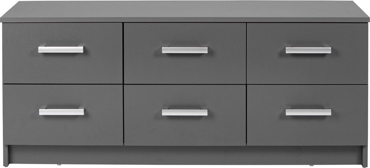 Ladekast Eden 122cm 6 lades - grafiet grijs - Interlink - Kasten - Grijs - Spaanplaat - Kasten -