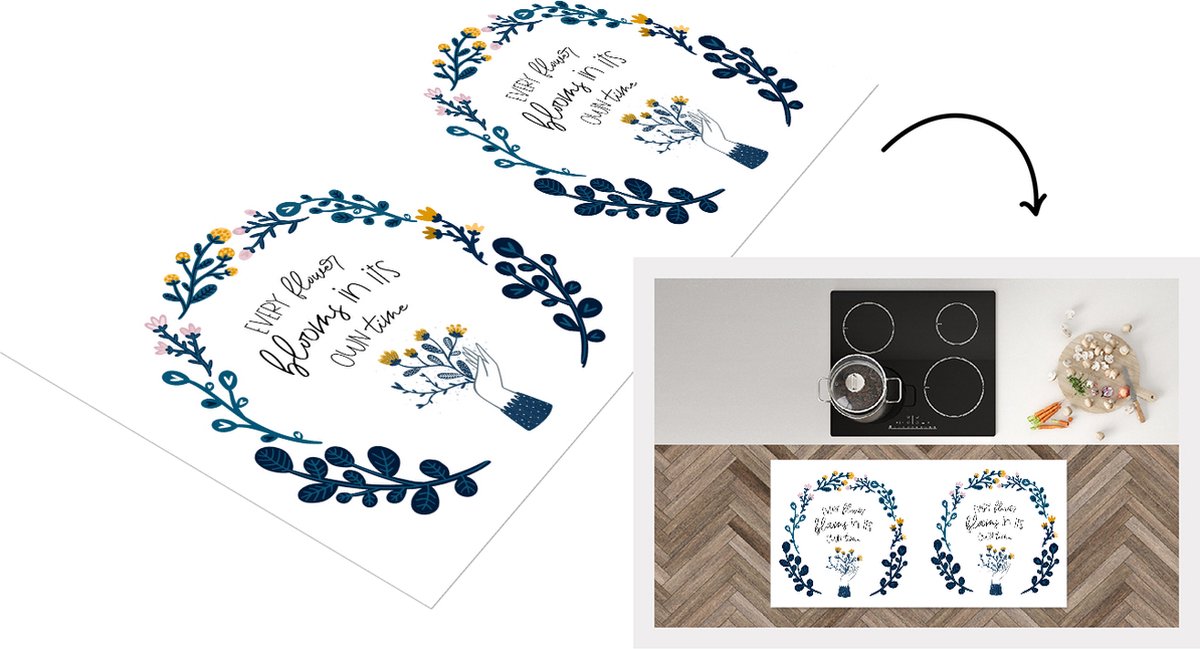 KitchenYeah Keukenloper - Loper keuken - Spreuken - Quotes - Every flower blooms in its own time - 120x60 cm - Keukenloper vinyl Multicolor