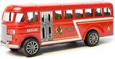Speelgoed busje brandweerwagen - Brandweer bus - pull-back drive - Die Cast voertuig - 13.5CM