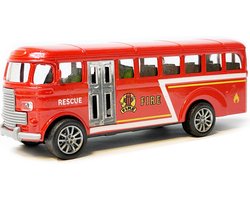Speelgoed busje brandweerwagen - Brandweer bus - pull-back drive - Die Cast voertuig - 13.5CM