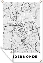 Tuinposters buiten Stadskaart – Zwart Wit - Kaart – Dendermonde – België – Plattegrond - 60x90 cm - Tuindoek - Buitenposter