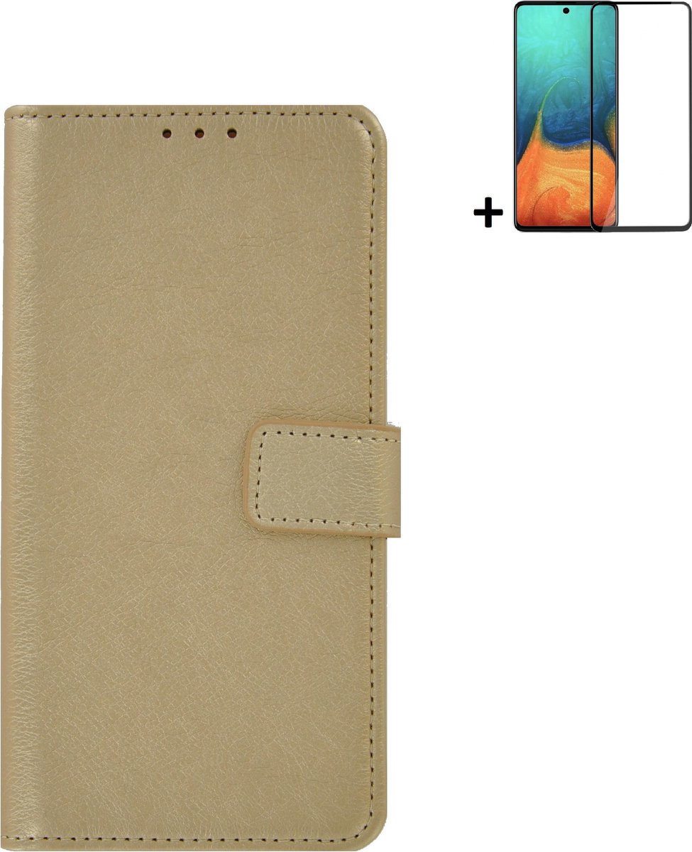 MoDo hoesje Geschikt voor Samsung Galaxy A53 5G - Kunstleer Book Case - Goud hoesje met full screenprotector