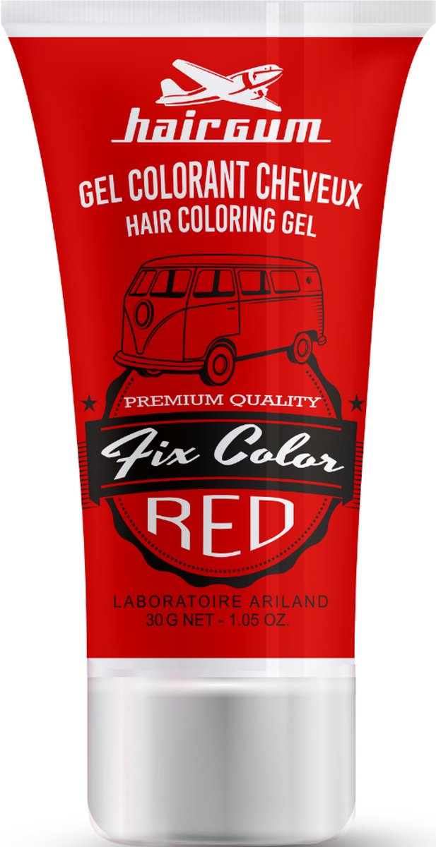 Niet-permanente kleur Hairgum Fix Color Rood Styling Gel (30 ml)