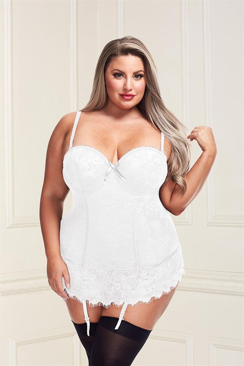 BUSTIER AND GSTRING WHITE, 3X/4X