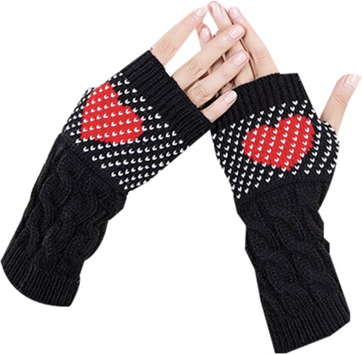 Winkrs | Polswarmers | Zwart met Hart | Vingerloze Handschoenen, handaccessoires, winter, handwarmers