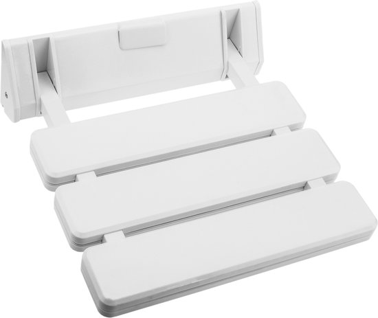 PrimeMatik - Opklapbare douchestoel. Klapstoel voor ouderen in plastic en wit aluminium 320x328mm