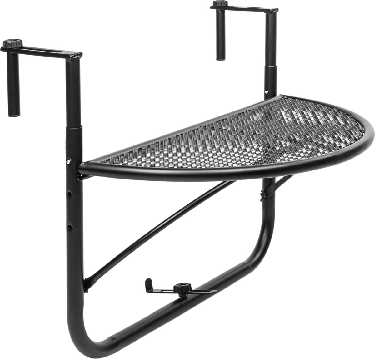 PrimeMatik - Halfronde klaptafel voor balkon 60x30cm zwart