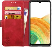 Rosso Element Book Case Wallet Hoesje Geschikt voor Samsung Galaxy A53 | Portemonnee | 3 Pasjes | Magneetsluiting | Stand Functie | Rood