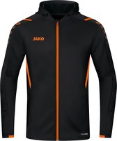 JAKO Jas Met Capuchon Challenge Zwart-Fluo Oranje  Maat S