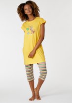 Woody pyjama meisjes/dames - mosterdgeel - mandrill aap - 221-1-BAB-S/614 - maat XL