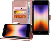 iPhone SE 2022 Book Case Hoesje - Magnetische Flip Hoes Cover - Portemonnee Rose