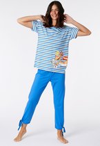Woody pyjama meisjes/dames - multicolor gestreept - axolotl vis - 221-1-BSK-S/987 - maat S