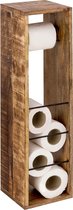 Toiletrolhouder - Toiletpapierstandaard van hout - 17 x 17 x 65cm - Massief mangohout