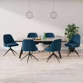 Eetkamerstoelen 6 st fluweel blauw