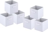 Opbergdozen - Opvouwbare dozen - 28x27x27 cm - Set van 6 stuks - vierkante opbergdozen - Wit